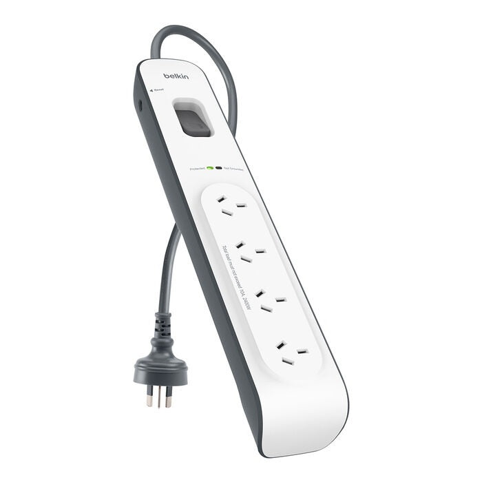 Belkin SurgeMaster 4-Outlet Surge Protection Strip with 2M Power Cord - White/Grey (BSV400au2M)