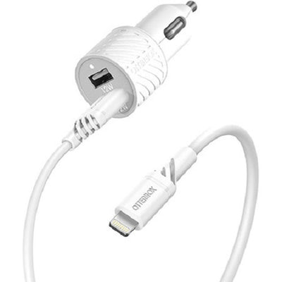Otterbox 24W Dual Port Car Charger with Lightning to USB-A Cable (1M) - White (78-52698)