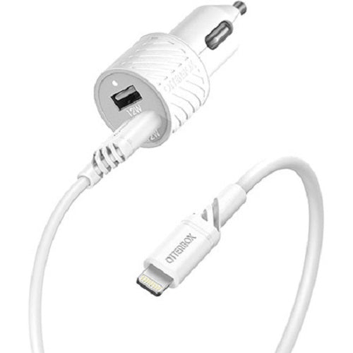 Otterbox 24W Dual Port Car Charger with Lightning to USB-A Cable (1M) - White (78-52698)