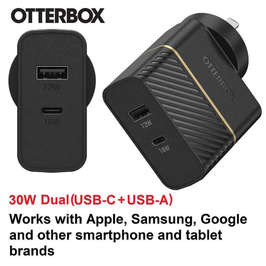 Otterbox 30W Dual Port Premium PD Fast Wall Charger - Black (78-80029)