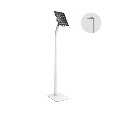 Brateck Universal Anti-Theft tablet floor stand compatible with most 7.9”-11” Tablets-White 220x300x1238mm