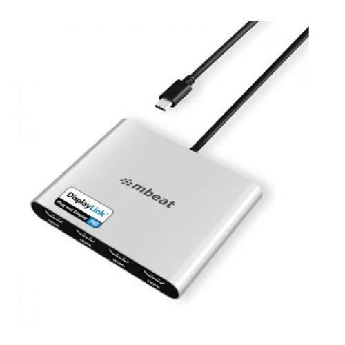 MBEAT® USB-C Quad 4K HDMI DisplayLink® Adapter with PD Pass-through Quad 4K@60Hz 4 × HDMI 2.0 1 × USB-C 3.1 1 ×