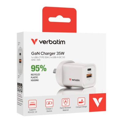 Verbatim 2 Port 35 Watt Portable GaN charger