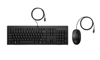 HP 225 USB Wired Desktop Keyboard Mouse Combo G2 USB-A Three button mouse adjustable keyboard feet Easy Clean
