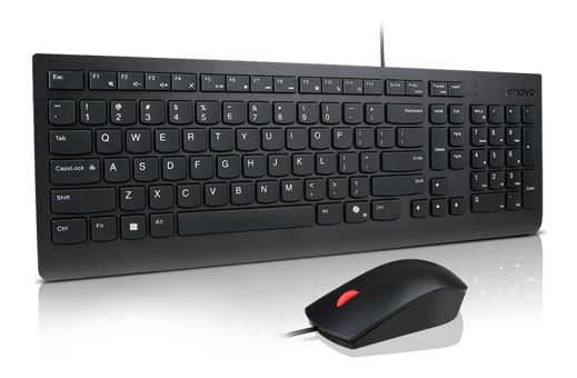Lenovo Universal Wired USB Keyboard Mouse Combo Adjustable Tilt Leg Spill Resistant Copilot Keyboard 1600 DPI