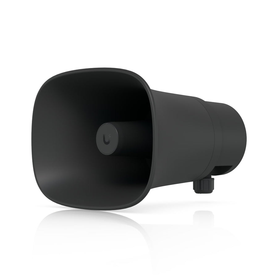 Ubiquiti AI Horn Speaker, Black, All-weather PoE 120 dB Horn Speaker With Advanced AI Alert