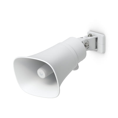 Ubiquiti AI Horn Speaker, White, All-weather PoE 120 dB Horn Speaker With Advanced AI Alert