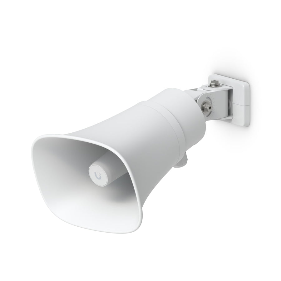 Ubiquiti AI Horn Speaker, White, All-weather PoE 120 dB Horn Speaker With Advanced AI Alert