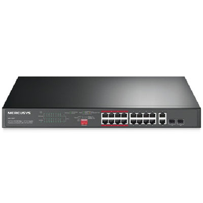 TP-LINK Mercusys MS118CP 16-Port 10/100Mbps + 2-Port Gigabit Rackmount Switch with 16-Port PoE+