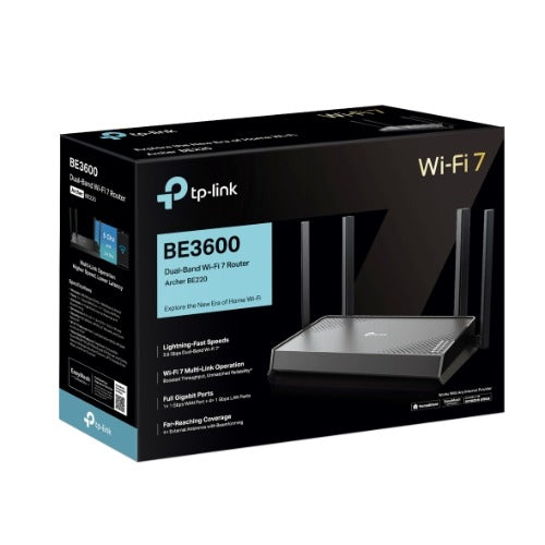 TP-LINK Archer BE220 BE3600 Dual-Band Wi-Fi 7 Router(WIFI7) 688Mbps 2.4 GHz + 2882 Mbps 5 GHz