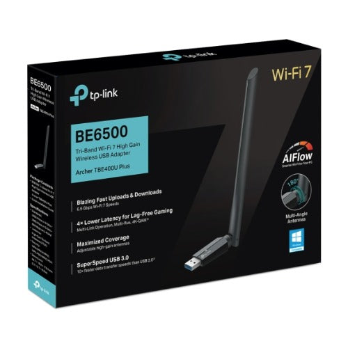 TP-LINK Archer TBE400U Plus BE6500 Tri-Band Wi-Fi 7 High Gain Wireless USB Adapter
