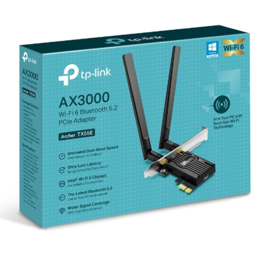 TP-LINK Archer TX55E AX3000 Wi-Fi 6 Bluetooth 5.2 PCIe Adapter