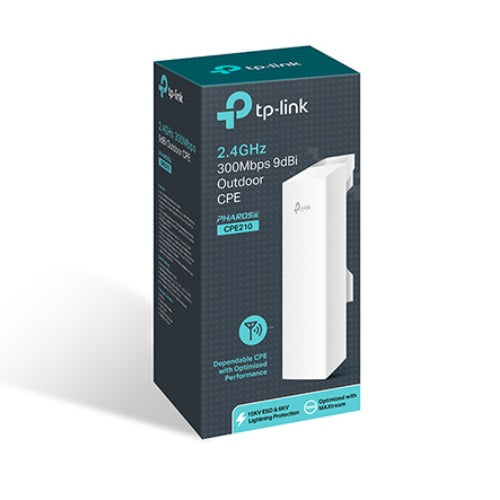 TP-LINK CPE210 2.4GHz 300Mbps 9dBi Outdoor CPE Access Point 27dBm 5km Passive PoE MIMO antenna