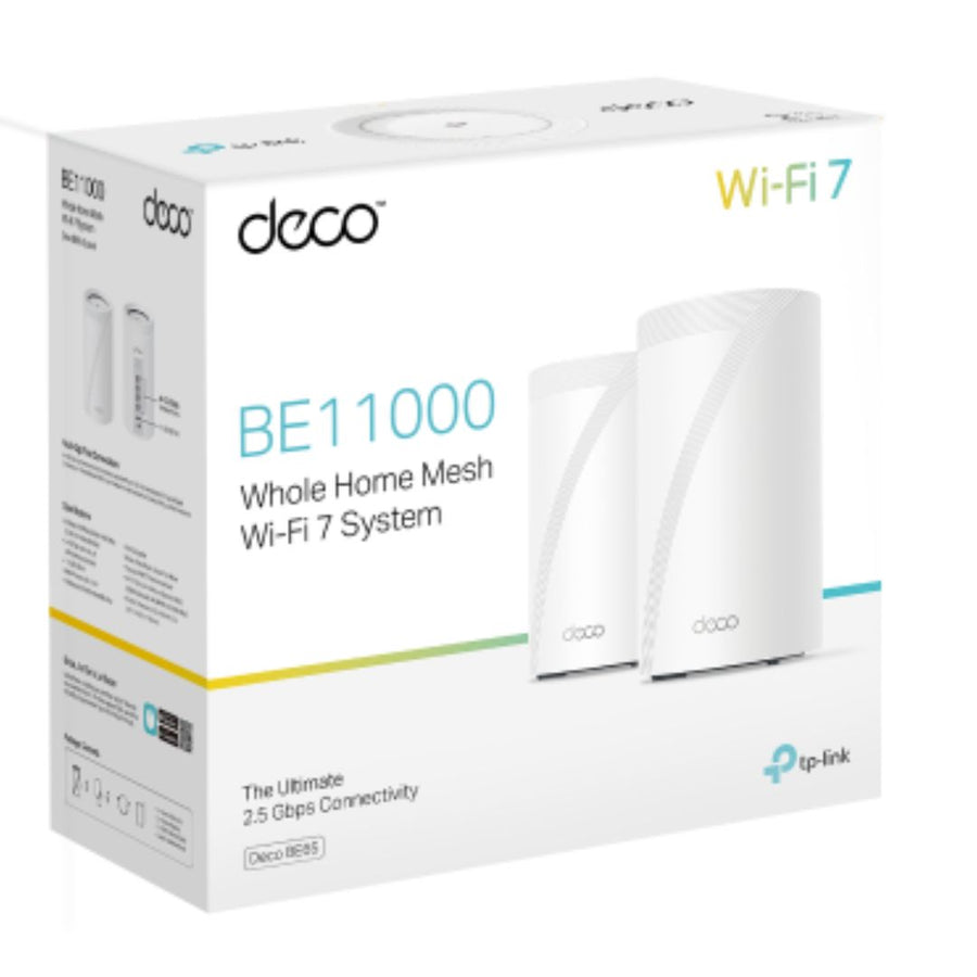 TP-LINK Deco BE65(2-pack) BE11000 Whole Home Mesh Wi-Fi 7 System (WIFI7) 574 Mbps at 2.4 GHz + 4320 Mbps at 5 GHz