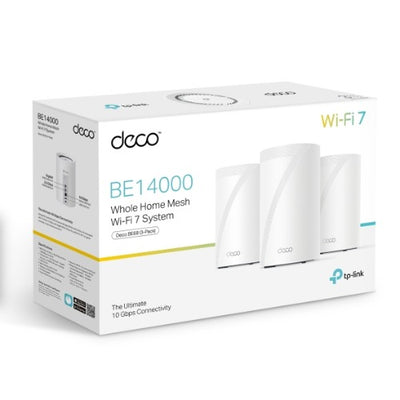 TP-LINK Deco BE68 BE14000 Tri-Band Whole Home Mesh Wi-Fi 7 System (3-pack) 688 Mbps at 2.4 GHz + 4324 Mbps at 5