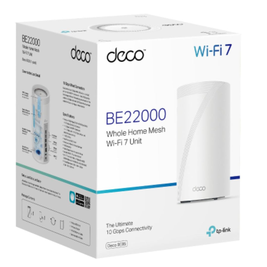TP-LINK Deco BE85(1-pack) BE22000 Tri-Band Whole Home Mesh Wi-Fi 7 System (WIFI7)