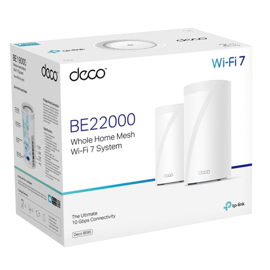 TP-LINK Deco BE85(2-pack) BE22000 Tri-Band Whole Home Mesh Wi-Fi 7 System (WiFI7)
