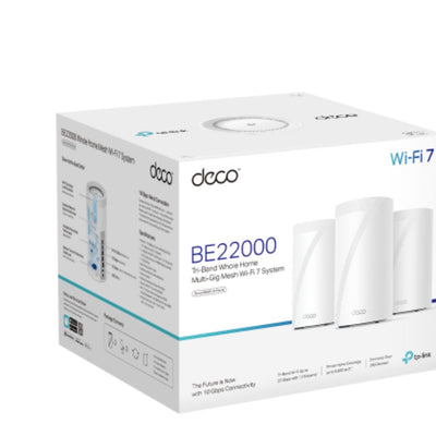 TP-LINK Deco BE85(3-pack) BE22000 Tri-Band Whole Home Mesh Wi-Fi 7 System (WIFI7) 1376 Mbps at 2.4 GHz + 8640 Mbps