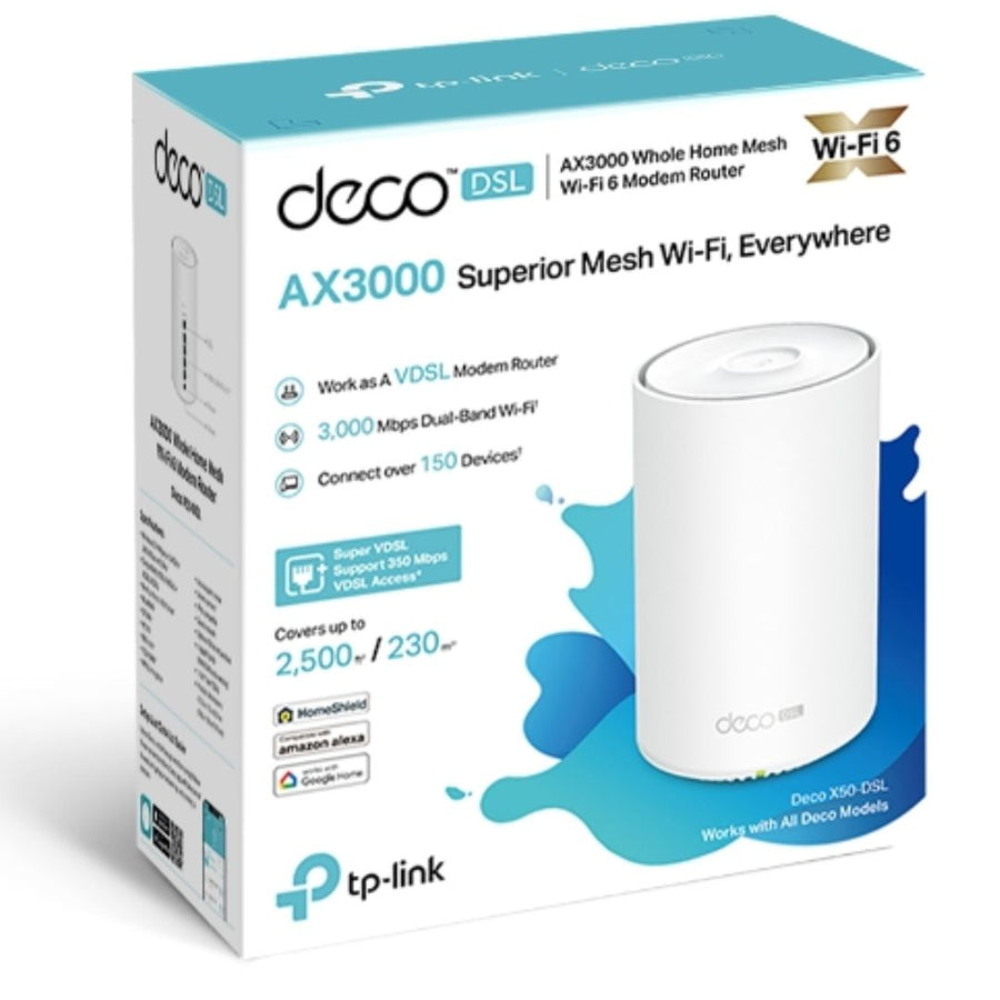 TP-LINK Deco X50-DSL(1-pack) AX3000 VDSL Whole Home Mesh WiFi 6 Router