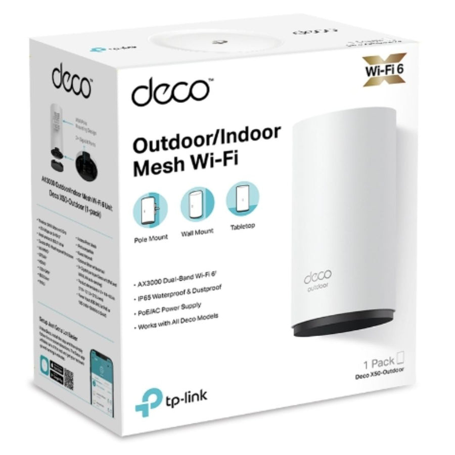 TP-LINK Deco X50-Outdoor(1-pack) AX3000 Outdoor / Indoor Whole Home Mesh WiFi 6 Unit