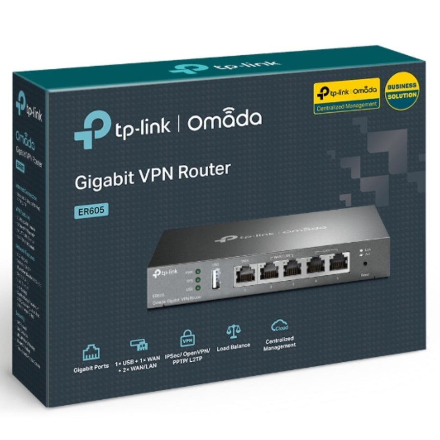 TP-LINK TL-ER605 (TL-R605) SafeStream Gigabit Multi-WAN VPN Router PPPoE 1 WAN 3 Changeable WAN/LAN Ports 10BASE-T