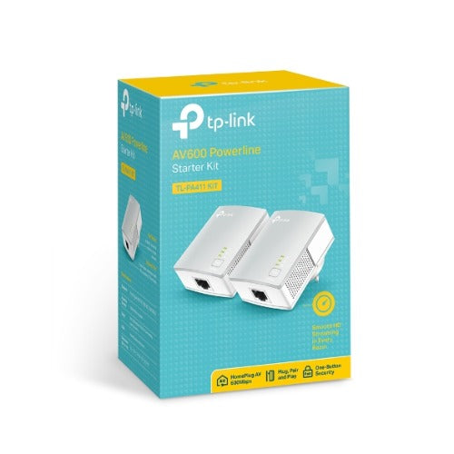 TP-LINK TL-PA411 KIT AV600 Nano Powerline Adapter Starter Kit HomePlug AV 1x100Mbps LAN 300m Range Miniature