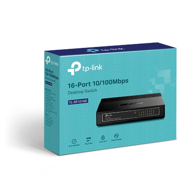 TP-LINK TL-SF1016D 16-Port 10/100Mbps Desktop Switch or wall-mounting design Plug and play 3.2Gbps Switching