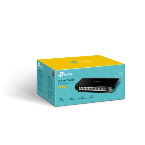 TP-LINK TL-SG1008D 8-Port Gigabit Unmanaged Switch Desktop Wall-Mounting Plastic Case Fanless Supports MAC address
