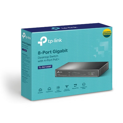 TP-LINK TL-SG1008P 8-Port Gigabit Desktop Unmanaged Switch with 4-Port PoE 53W IEEE 802.3af