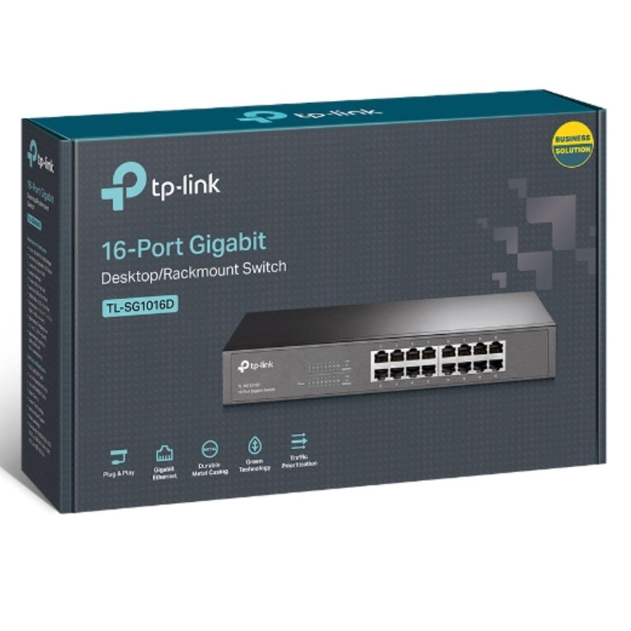 TP-LINK TL-SG1016D 16-Port Gigabit Desktop/Rackmount Unmanaged Switch Energy-efficient Supports MAC Plug&play