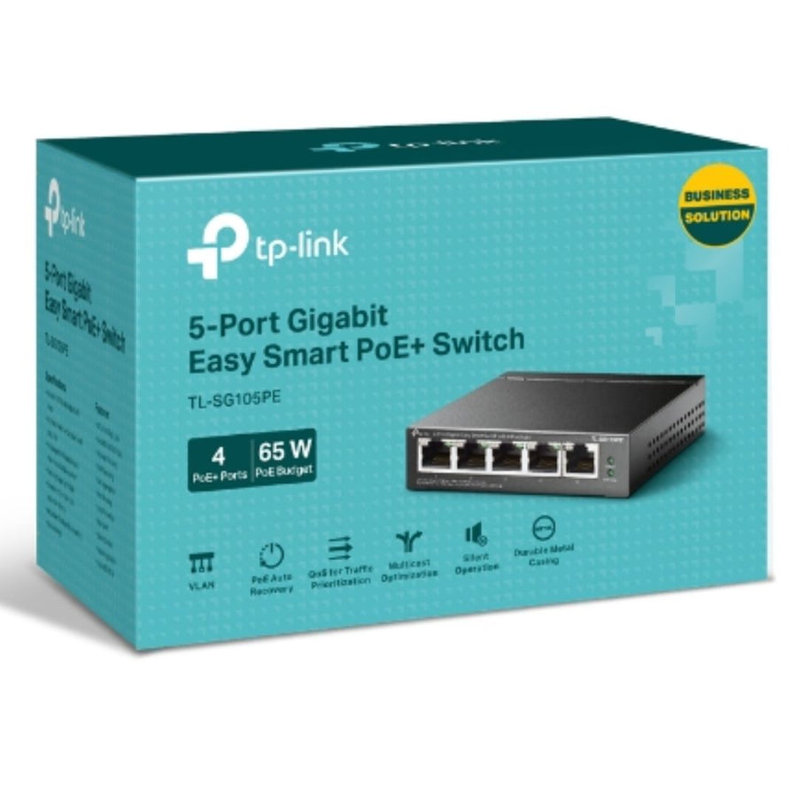 TP-LINK TL-SG105PE 5-Port Gigabit Easy Smart Switch with 4-Port PoE+