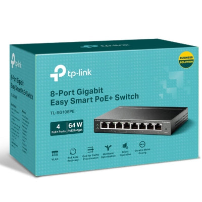 TP-LINK TL-SG108PE 8-Port Gigabit Easy Smart Switch with 4-Port PoE