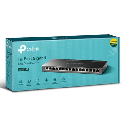 TP-LINK TL-SG116E 16-Port Gigabit Unmanaged Pro Switch Desktop/Wall Mounting L2 Features 32xVLAN 32Gbps Capacity