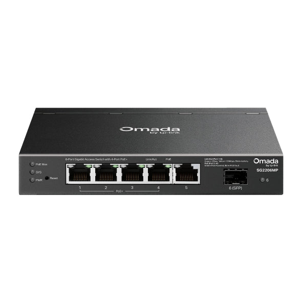 TP-LINK SG2206MP Omada Access 6-Port Gigabit Switch with 4-Port PoE+