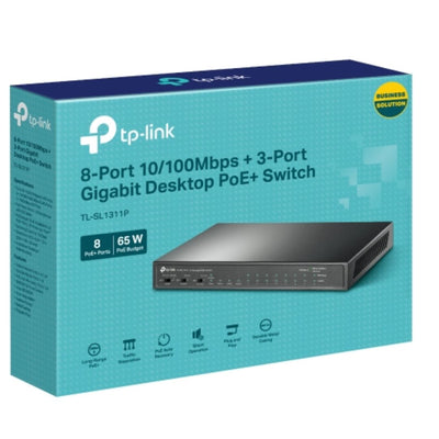 TP-LINK TL-SL1311P 8-Port 10/100Mbps + 3-Port Gigabit Desktop Switch with 8-Port PoE+