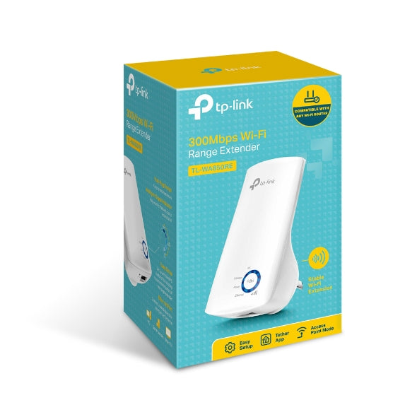 TP-LINK TL-WA850RE N300 WiFi Range Extender 2.4GHz (300Mbps) 1x100Mbps LAN 802.11bgn 2x OnBoard antennas Mini size