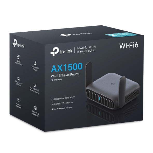 TP-LINK TL-WR1512X AX1500 Wi-Fi 6 Travel Router with AX1500 dual-band