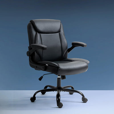 NNEDSZ Artiss Executive Office Chair Mid Back Black-0