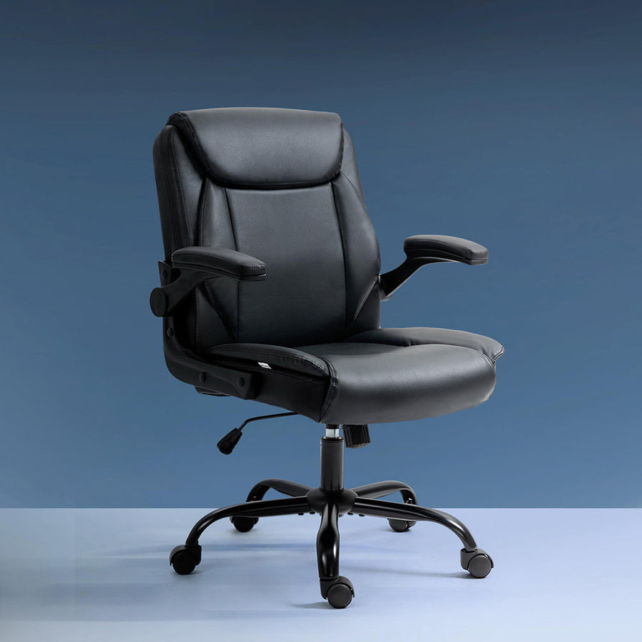 NNEDSZ Artiss Executive Office Chair Mid Back Black-0