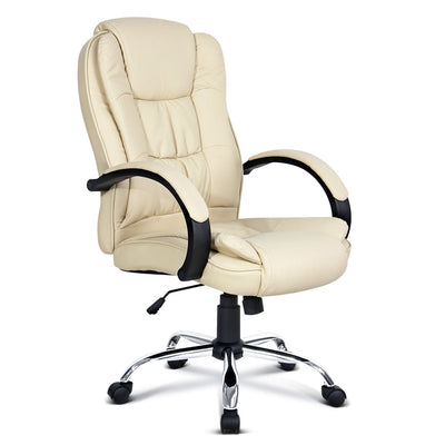 NNEDSZ Leather Office Desk Computer Chair - Beige-0