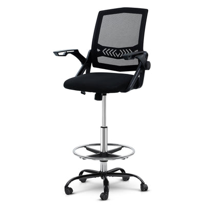 NNEDSZ Office Chair Veer Drafting Stool Mesh Chairs Flip Up Armrest Black-0