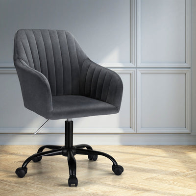 NNEDSZ Artiss Office Chair Velvet Seat Dark Grey-0