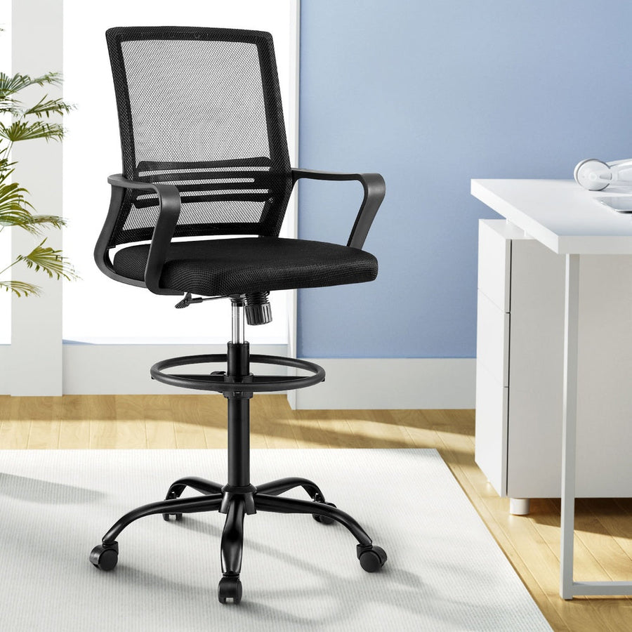 NNEDSZ Artiss Office Chair Drafting Chairs Stool Computer Desk Studios Mesh Black-0