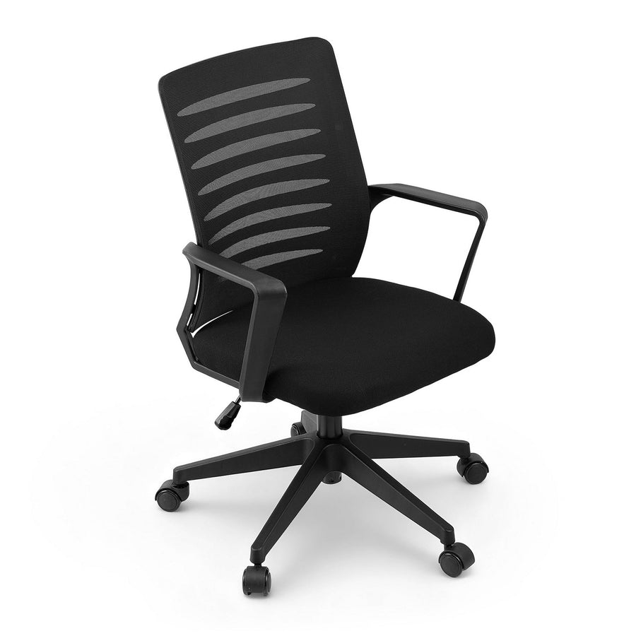 Artiss Ergonomic Office Chair Mesh Computer Desk Chairs with Lumbar Support, Height Adjustment Swivel Chair Mid Back for Home Office Study, Black-0