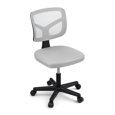 Artiss Armless Office Chair with Wheels, Ergonomic 360° Swivel Home Office Desk Chair, Height Adjustable Computer Task Chair with Fabric Back and Seat for Small Space, Grey-0
