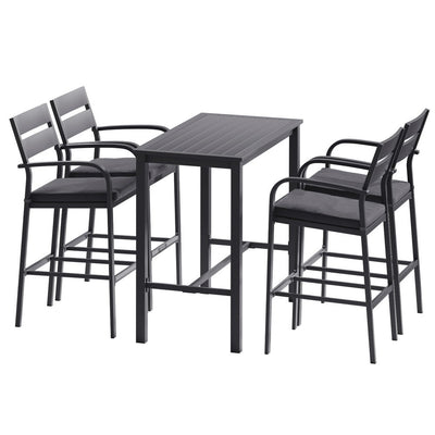 NNEDSZ Gardeon Outdoor Bar Set 5-Piece Patio Dining Chairs Aluminium Table Stools-0