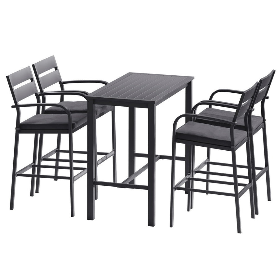 NNEDSZ Gardeon Outdoor Bar Set 5-Piece Patio Dining Chairs Aluminium Table Stools-0