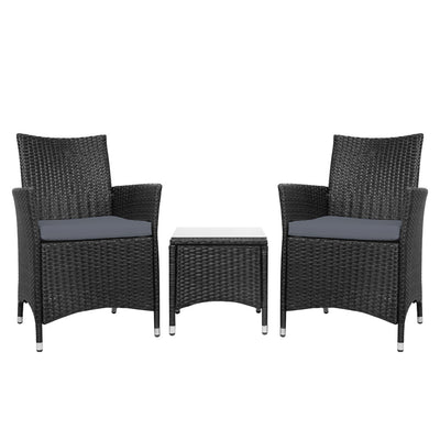 NNEDSZ 3pc Bistro Wicker Outdoor Furniture Set Black-0