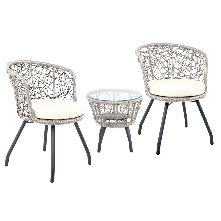 NNEDSZ Outdoor Patio Chair and Table - Grey-0