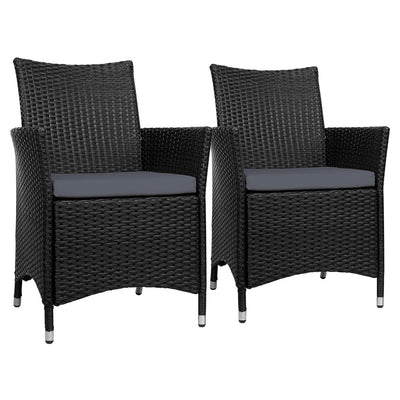 NNEDSZ of 2 Outdoor Bistro Set Chairs Patio Furniture Dining Wicker Garden Cushion Gardeon-0